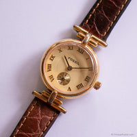 Retro Gold-tone Fossil Watch for Women with Brown Leather Stap