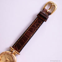 Retro Gold-tone Fossil Watch for Women with Brown Leather Stap