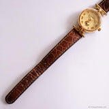 Retro Gold-tone Fossil Watch for Women with Brown Leather Stap