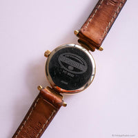 Retro Gold-tone Fossil Watch for Women with Brown Leather Stap