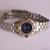 Vintage Two-tone Guess Waterpro Blue-Dial Watch with Textured Crystal