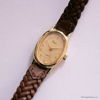 Vintage Analog Timex Quartz Watch | Elegant Gold-tone Watch for Her