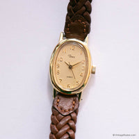 Vintage Analog Timex Quartz Watch | Elegant Gold-tone Watch for Her