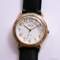 Vintage Classic Gold-tone Guess Watch with White Dial Unisex