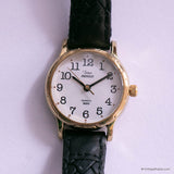 Retro Vintage Timex Indiglo Quartz Watch for Her with Textured Black Strap