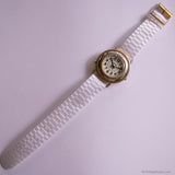 Vintage 90s Gold-tone Guess Quartz Watch with White Nato Strap Unisex