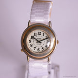 Vintage 90s Gold-tone Guess Quartz Watch with White Nato Strap Unisex