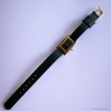 Vintage Gold-tone Anne Klein Tank Watch for Women with Black Dial