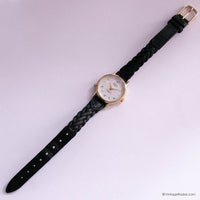 Vintage Gold-tone Acqua Indiglo by Timex Women's Watch with Black Strap