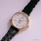 Vintage Gold-tone Acqua Indiglo by Timex Women's Watch with Black Strap