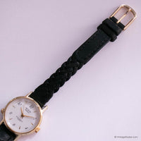 Vintage Gold-tone Acqua Indiglo by Timex Women's Watch with Black Strap