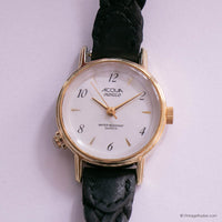 Vintage Gold-tone Acqua Indiglo by Timex Women's Watch with Black Strap