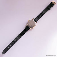 Vintage Gold-tone Acqua Indiglo by Timex Women's Watch with Black Strap