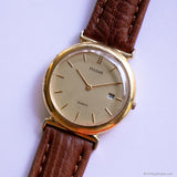 Vintage Gold-tone Elegant Pulsar Watch for Men with Champagne Dial