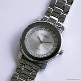 Vintage Silver-tone Studio Dress Watch for Women with White Gemstones