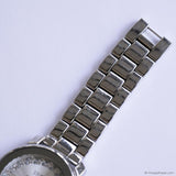 Vintage Silver-tone Studio Dress Watch for Women with White Gemstones