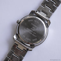 Vintage Silver-tone Studio Dress Watch for Women with White Gemstones