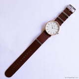 Vintage Rose-Gold Daniel Wellington Watch with Dark Brown Nato Strap