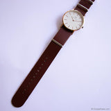 Vintage Rose-Gold Daniel Wellington Watch with Dark Brown Nato Strap