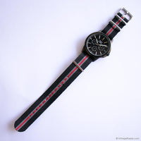 Vintage Black-Dial Pulsar Day Date Watch for Men on Black Nato Strap