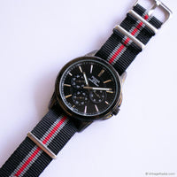 Vintage Black-Dial Pulsar Day Date Watch for Men on Black Nato Strap