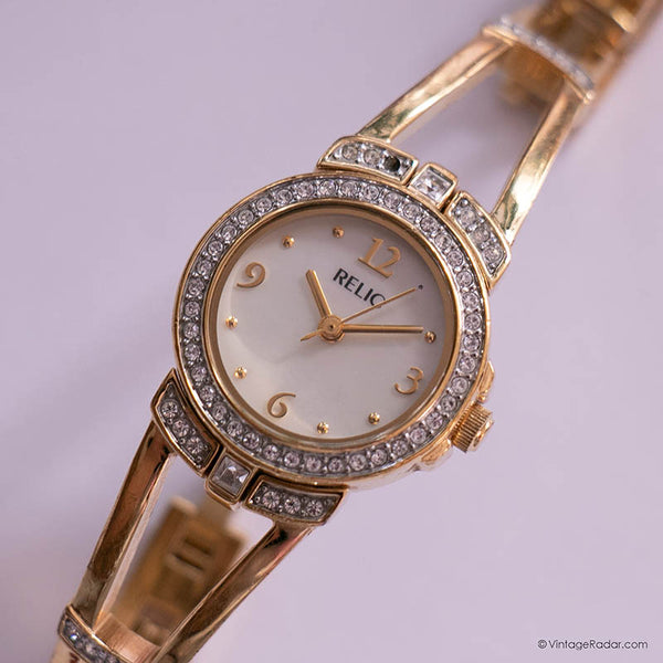 Vintage Gold-tone Relic Dress Watch for Ladies with White Stones Vintage Radar Vintage Gold-tone Relic Dress Watch for Ladies with White Stones Vintage Radar