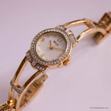 Vintage Gold-tone Relic Dress Watch for Ladies with White Stones