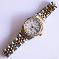 Vintage Pearly-Dial Armitron Dress Watch for Ladies with Gemstones