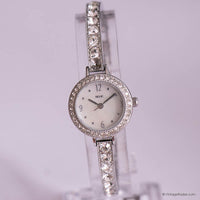 Vintage Relic Silver-tone Dress Watch with White Stones | Bridal Watch