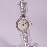 Vintage Relic Silver-tone Dress Watch with White Stones | Bridal Watch