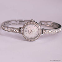 Vintage Relic Silver-tone Dress Watch with White Stones | Bridal Watch