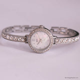 Vintage Relic Silver-tone Dress Watch with White Stones | Bridal Watch