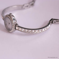 Vintage Relic Silver-tone Dress Watch with White Stones | Bridal Watch