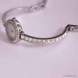 Vintage Relic Silver-tone Dress Watch with White Stones | Bridal Watch