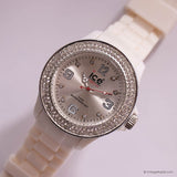 Glace blanche montre avec strassons | Vintage sportif montre Pour les femmes