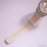 Glace blanche montre avec strassons | Vintage sportif montre Pour les femmes
