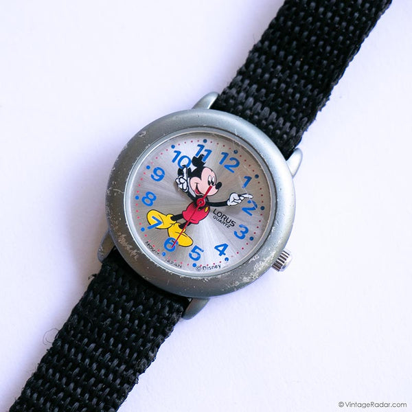 Vintage Small Mickey Mouse Lorus Quartz Watch with Textile Strap