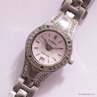Vintage Elegant Fossil Date Watch for Women with White Gemstones