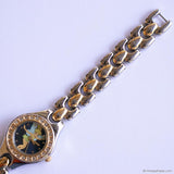 Tiny Vintage Two-Tone Tinker Bell Watch with Blue Dial & Gemstones