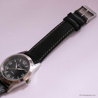 Vintage Black-Dial Cyprea Watch | Minimalist Silver-tone Unisex Watch