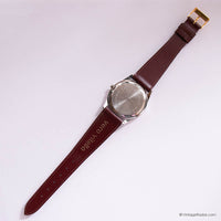Vintage Mother-of-Pearl Dial Watch for Women with Burgundy Strap