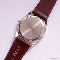 Vintage Mother-of-Pearl Dial Watch for Women with Burgundy Strap