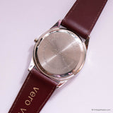 Vintage Mother-of-Pearl Dial Watch for Women with Burgundy Strap