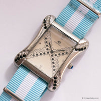 Vintage Kontakt Rectangular Watch with Gemstones & Nato© Strap