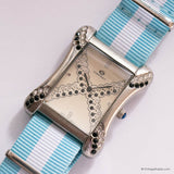 Vintage Kontakt Rectangular Watch with Gemstones & Nato© Strap