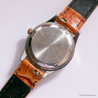 Tiny Vintage Quartz Watch for Ladies with Brown Leather Strap