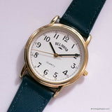 Vintage Gold-tone Belmond Quartz Watch Unisex with Blue Leather Strap