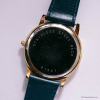 Vintage Gold-tone Belmond Quartz Watch Unisex with Blue Leather Strap