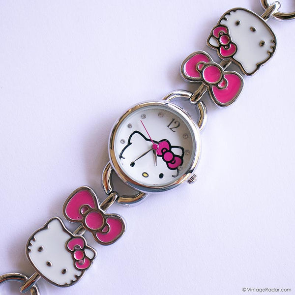 Watch Kitty Sign Vintage Silver-tone Hello Kitty Quartz Watch with Chain Bracelet ...