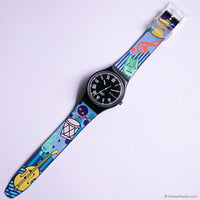 1991 Nero GB722 Swatch Uhr | Schweizer machte Tagesdatum Swatch Uhr